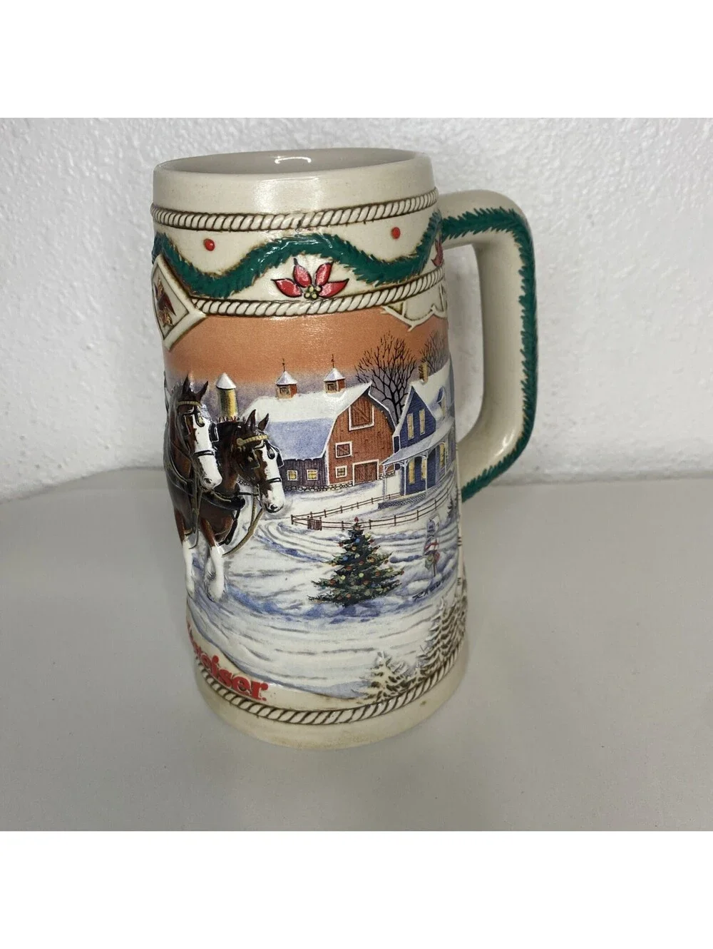 Budweiser Vintage Clydesdales Stein Anheuser-Busch Ceramarte,2 Mugs Excellent